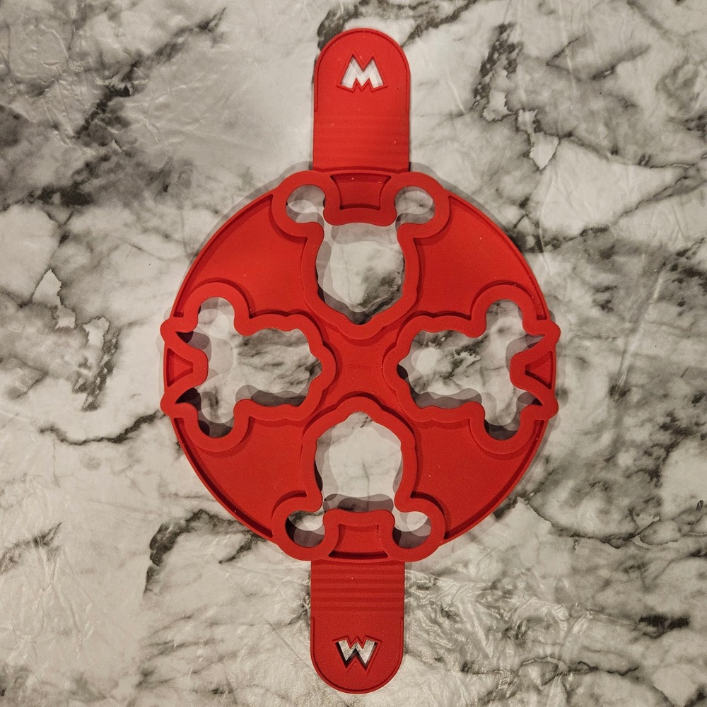 Red Mickey Mouse Pancake Pan Molds Four Cavity Silicone Novelty Breakfast Fun